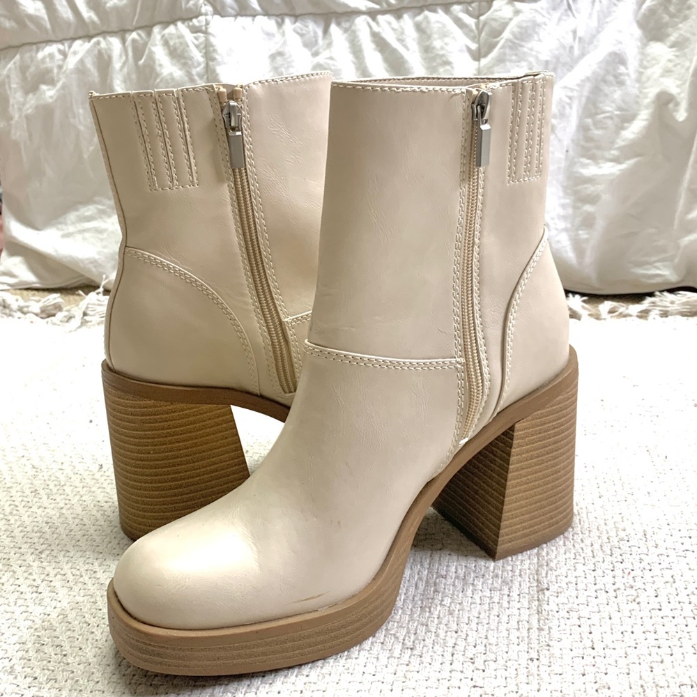 Women’s beige tall heel boots